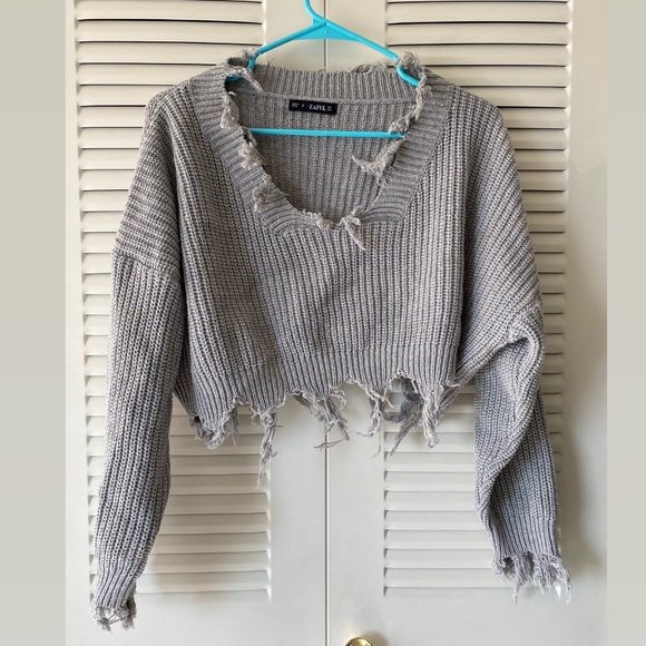 Zaful Sweaters - Gray cropped sweater